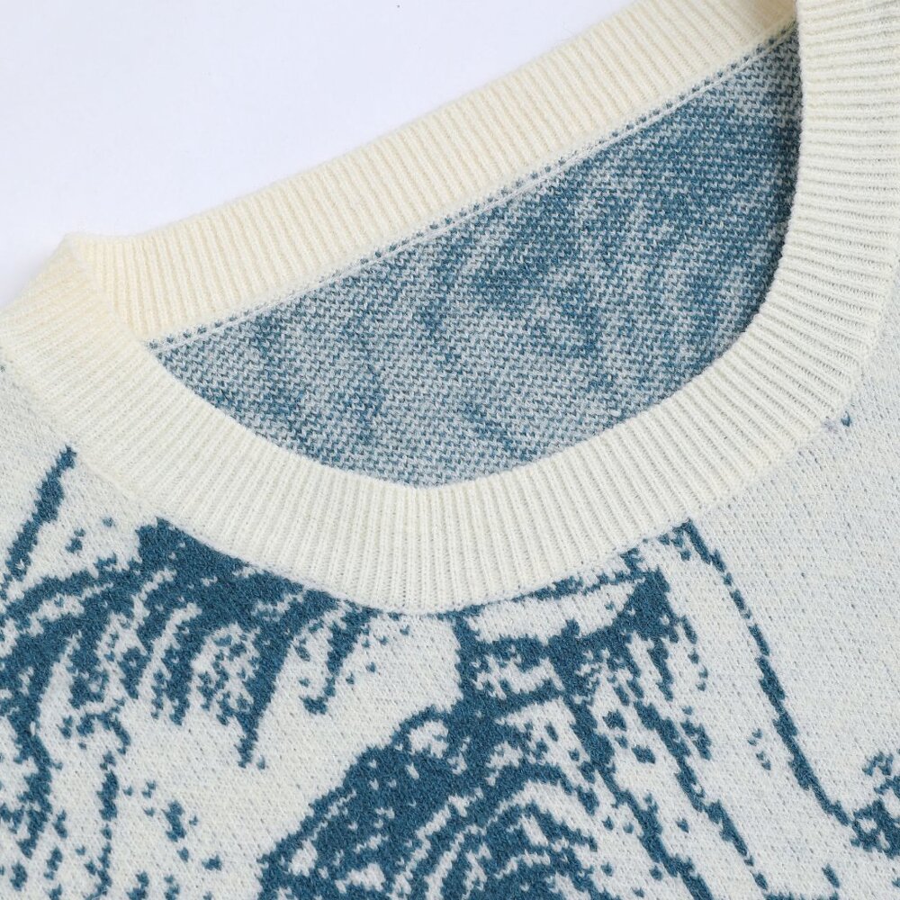 Cider Chinoserie blue delft landscape Sweater XL (US 10/12) NWT - Picture 4 of 5